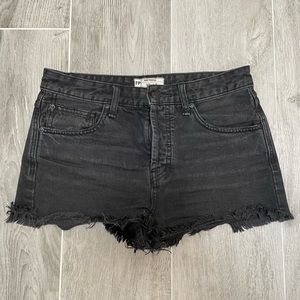 Free People Black Frayed Denim Shorts